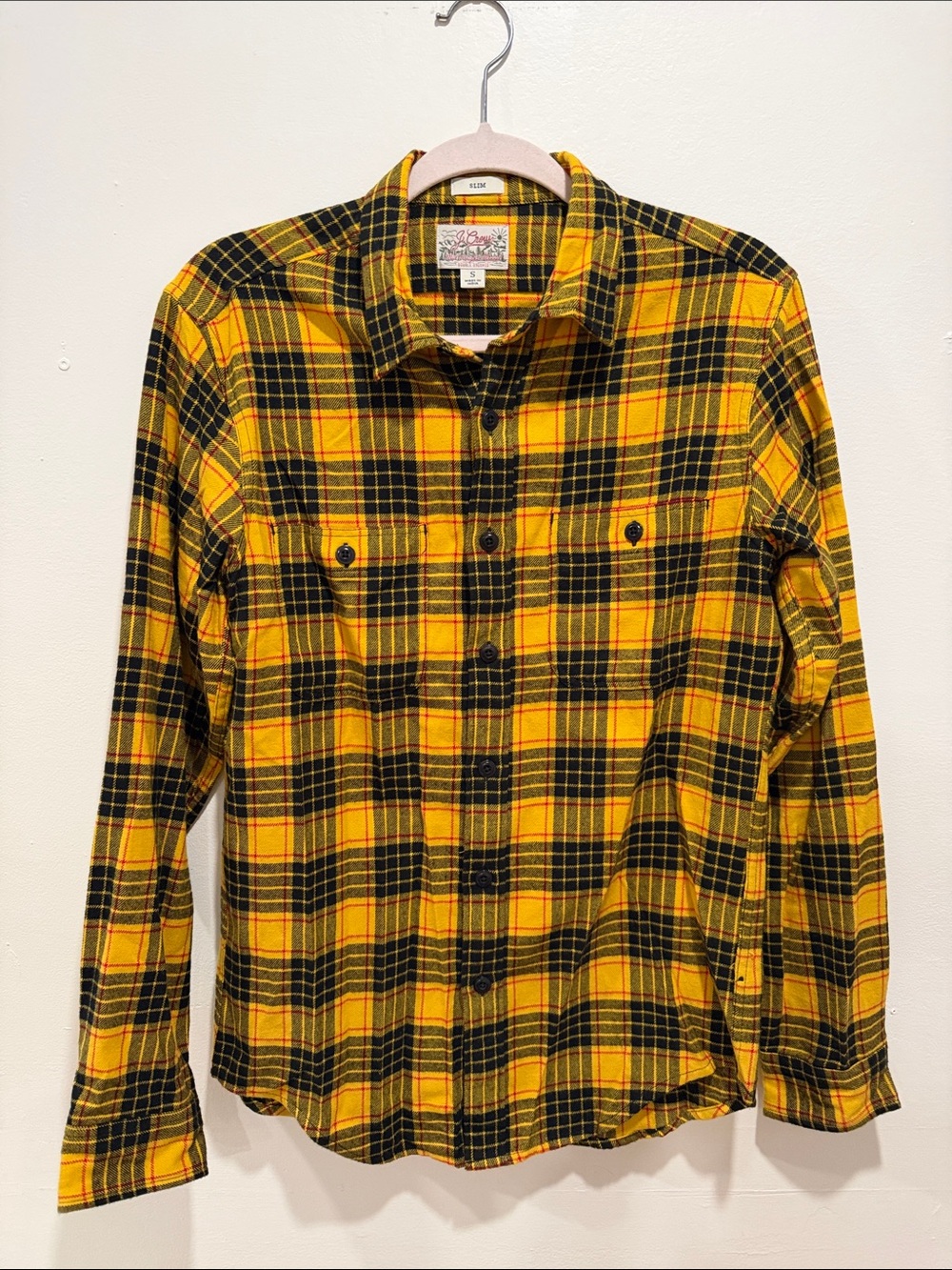 J. Crew Yellow and Black Plaid Button-Down Shirt
